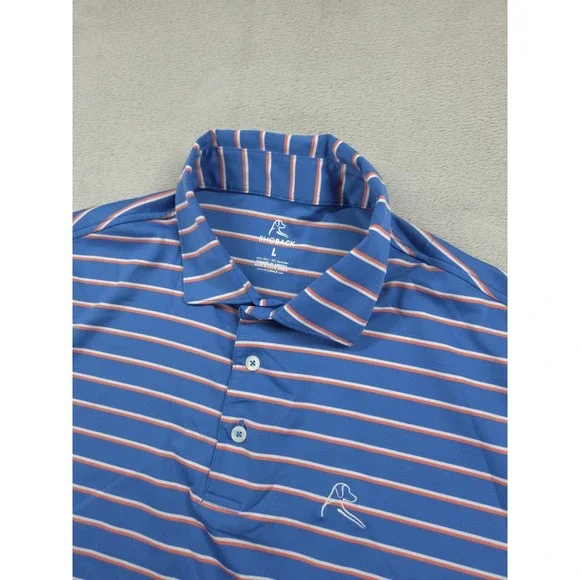 Rhoback Golf Polo Mens Large Striped Blue Short Sleeve - Picture 3 of 6